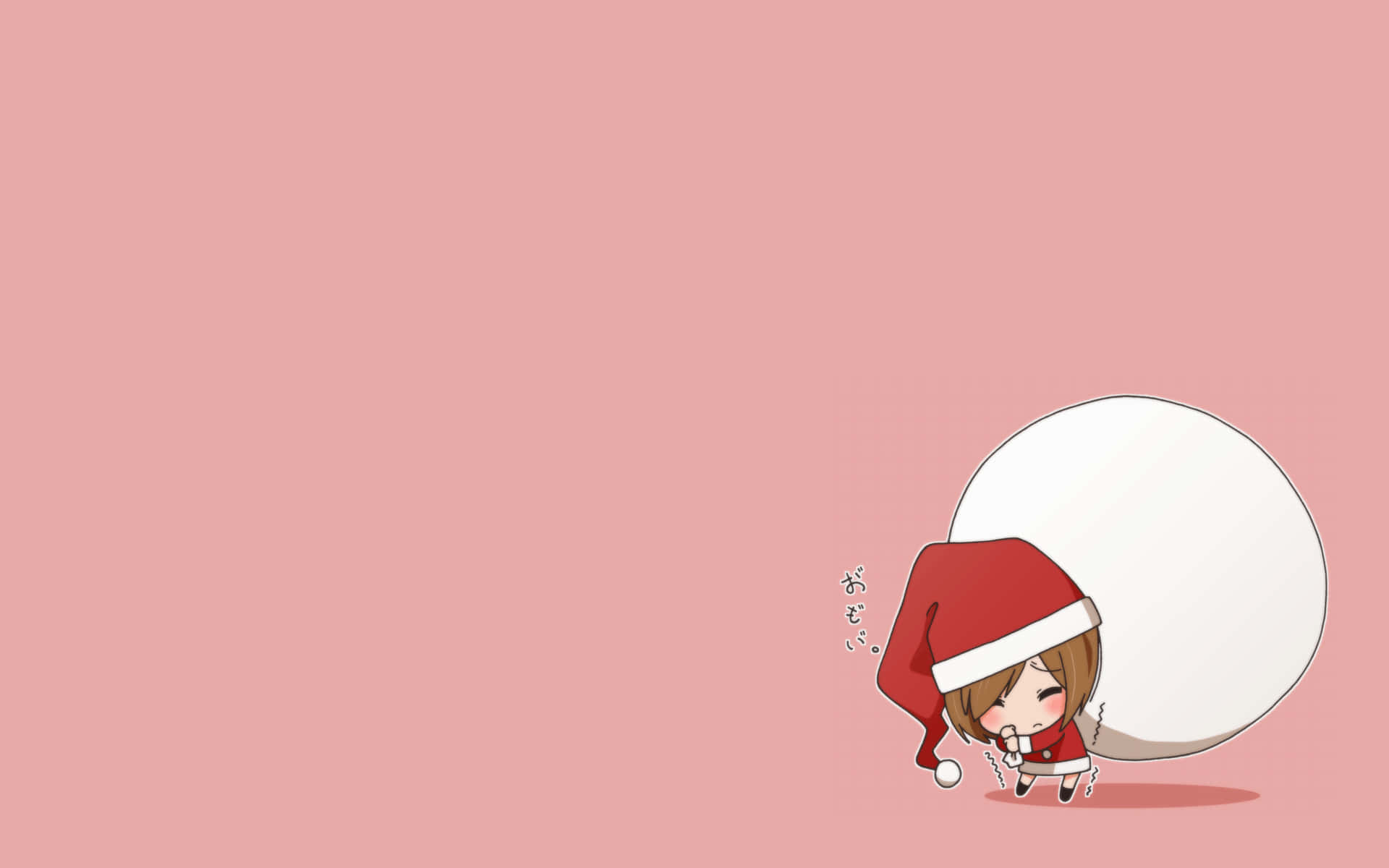A Girl In A Santa Hat Is Standing Next To A Pink Egg Background