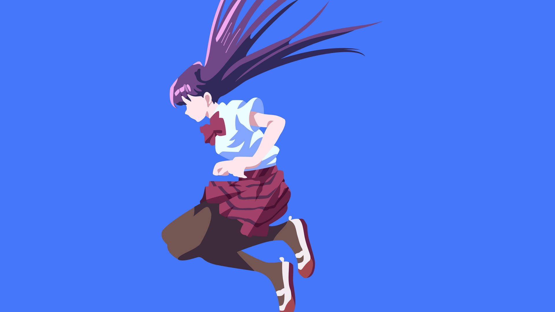 A Girl In A Skirt And A Blue Background Background