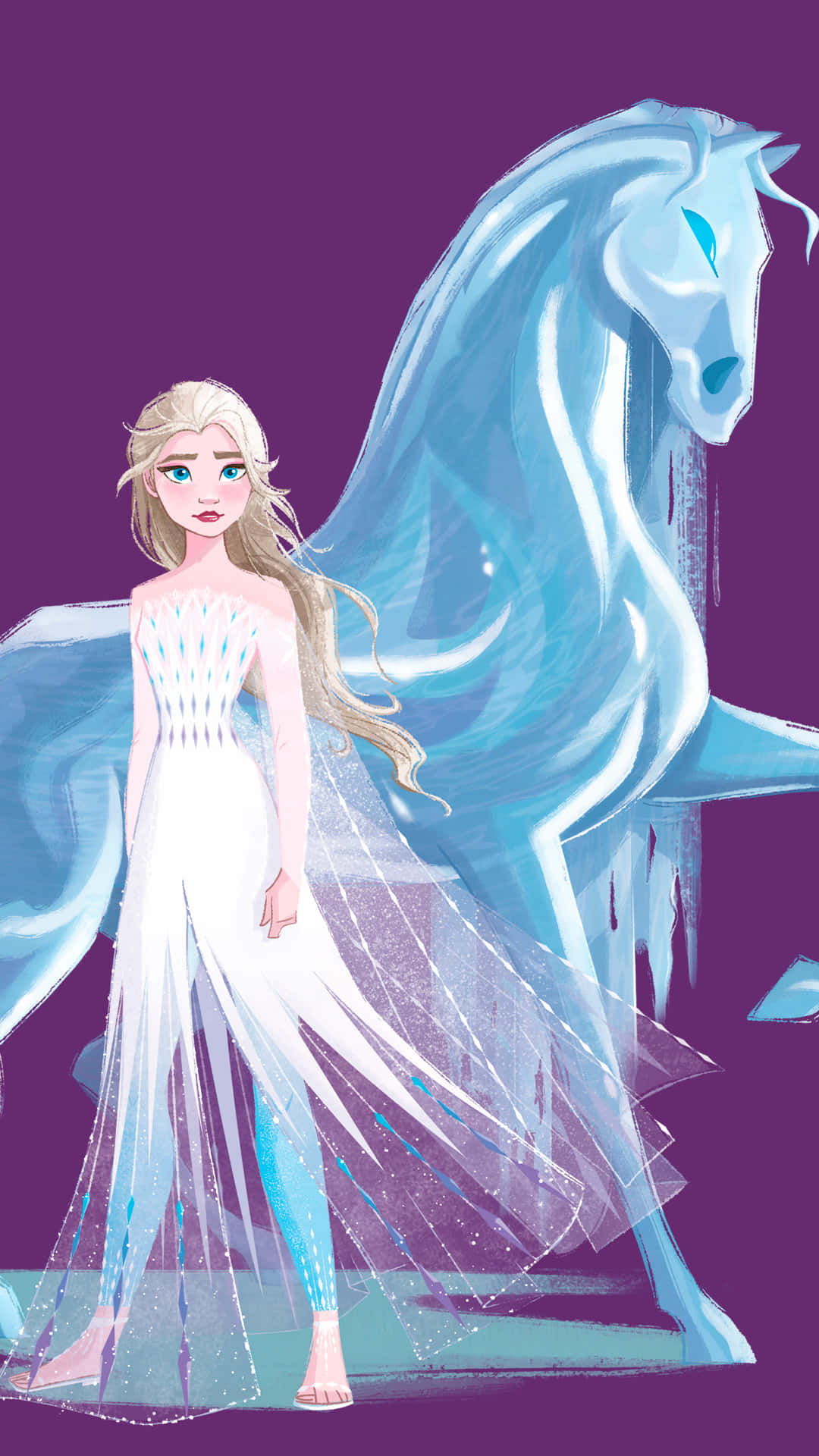 A Girl In A White Dress Is Standing Next To A Horse Background