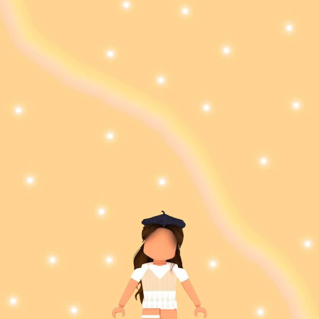 A Girl In A White Dress Standing In Front Of A Starry Sky Background