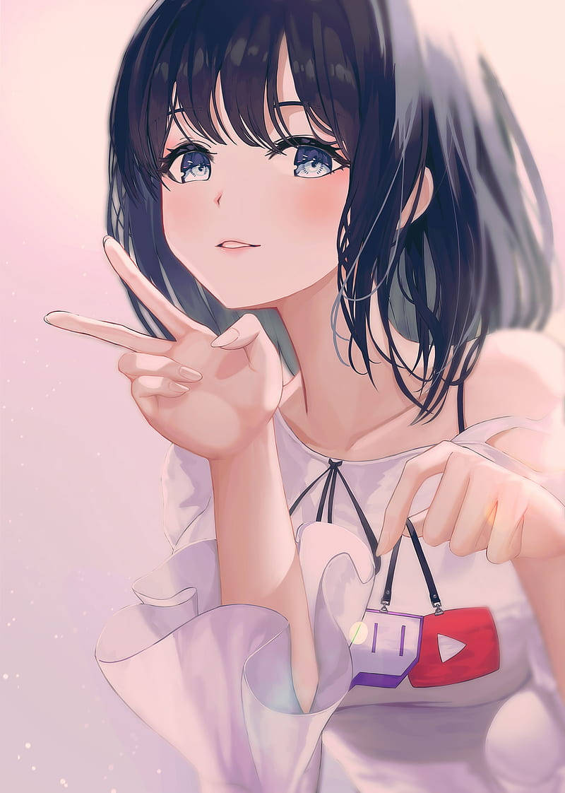 A Girl In An Anime-style Outfit Talks On The Phone Background