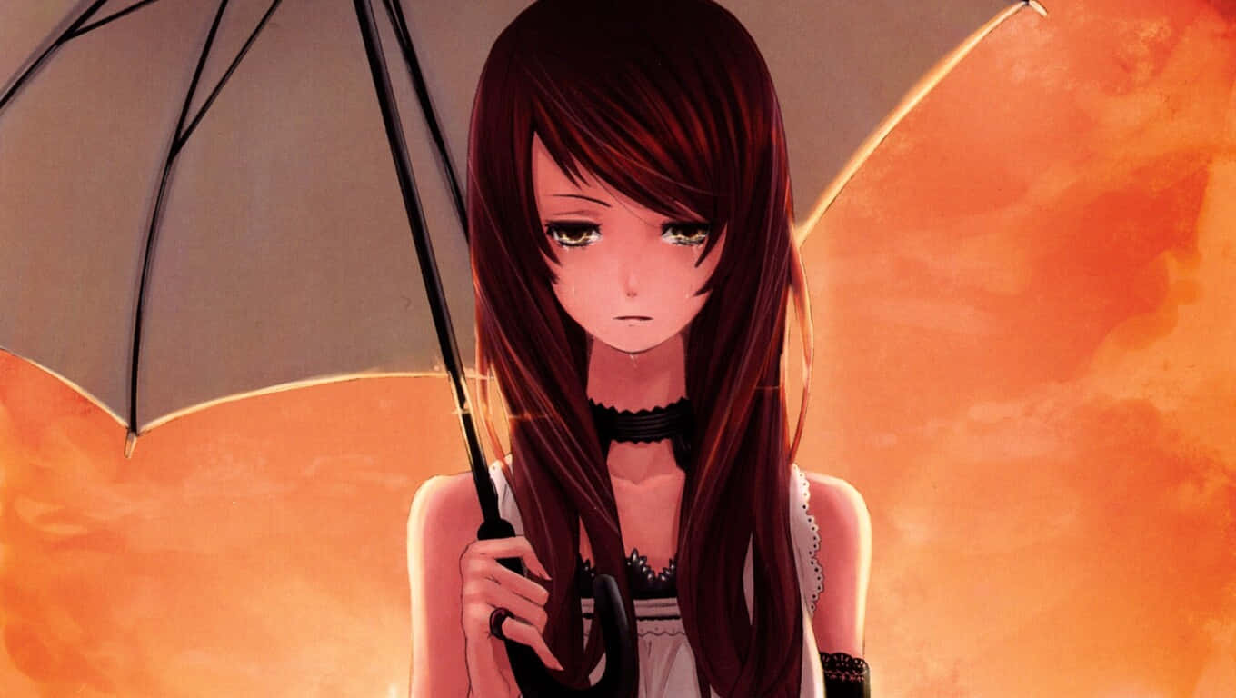 A Girl In Pain, Lost In Sad Anime Background