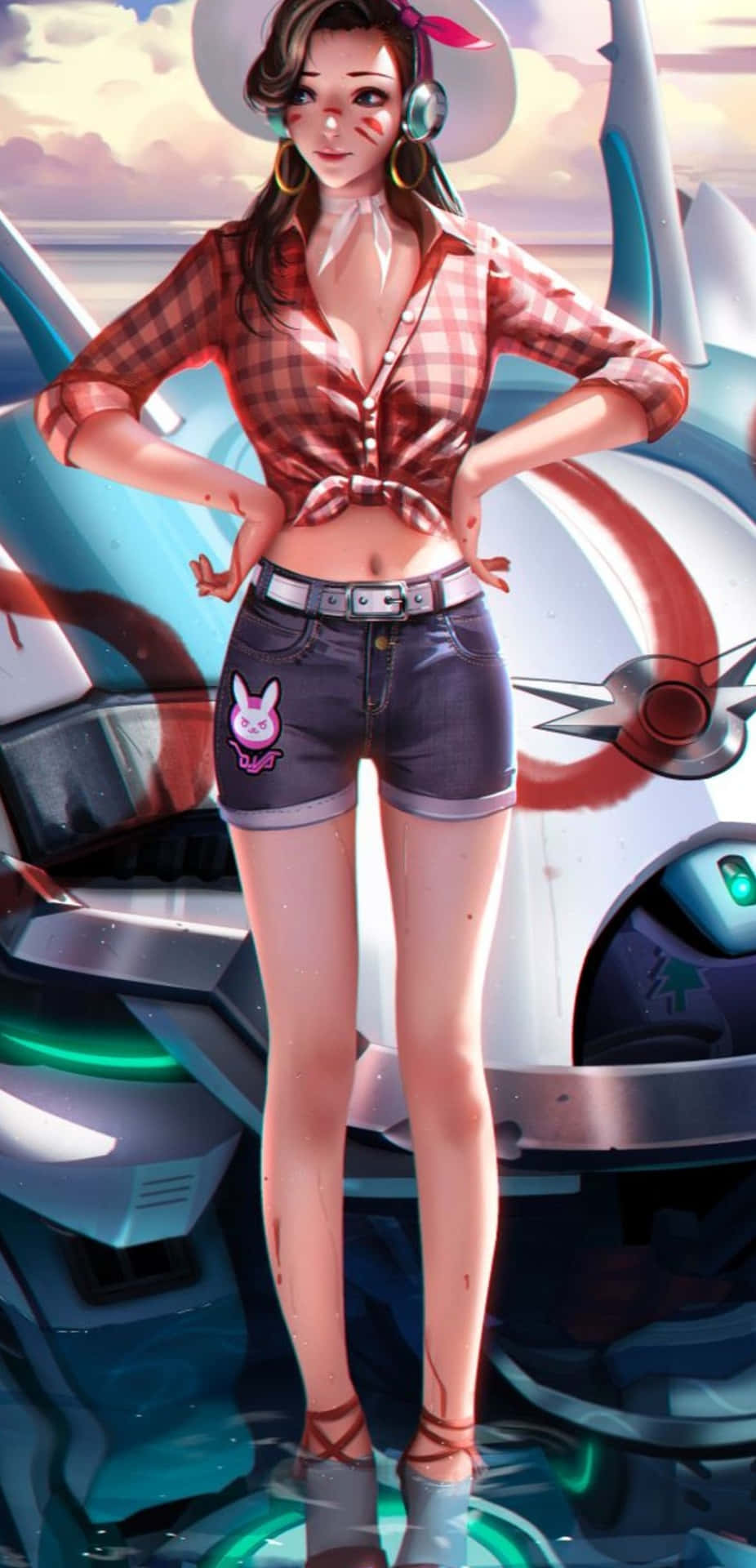 A Girl In Shorts Standing Next To A Car