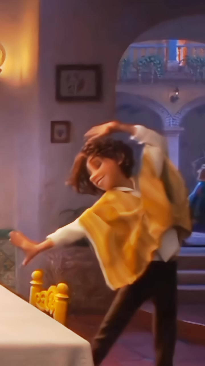 A Girl Is Dancing In Front Of A Table Background