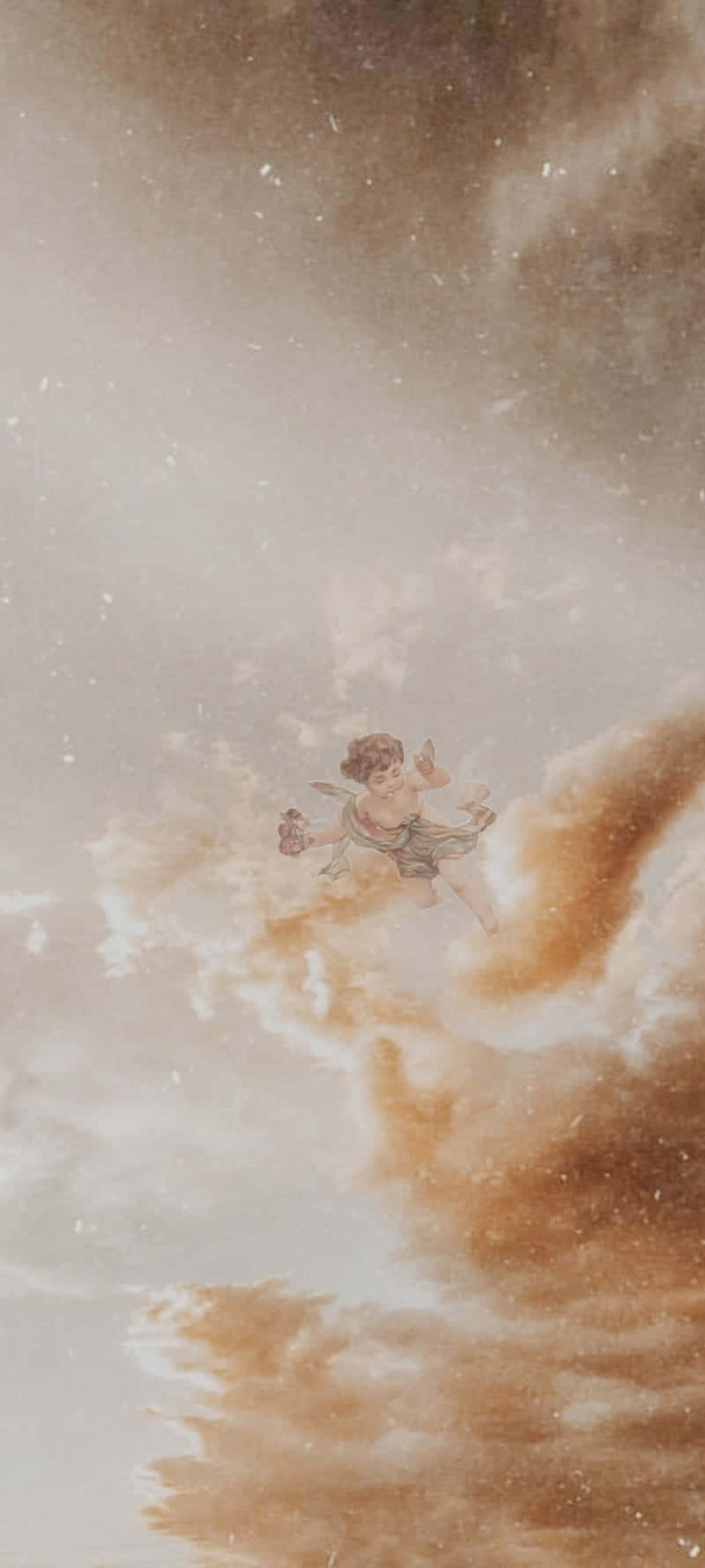 A Girl Is Flying In The Clouds Background