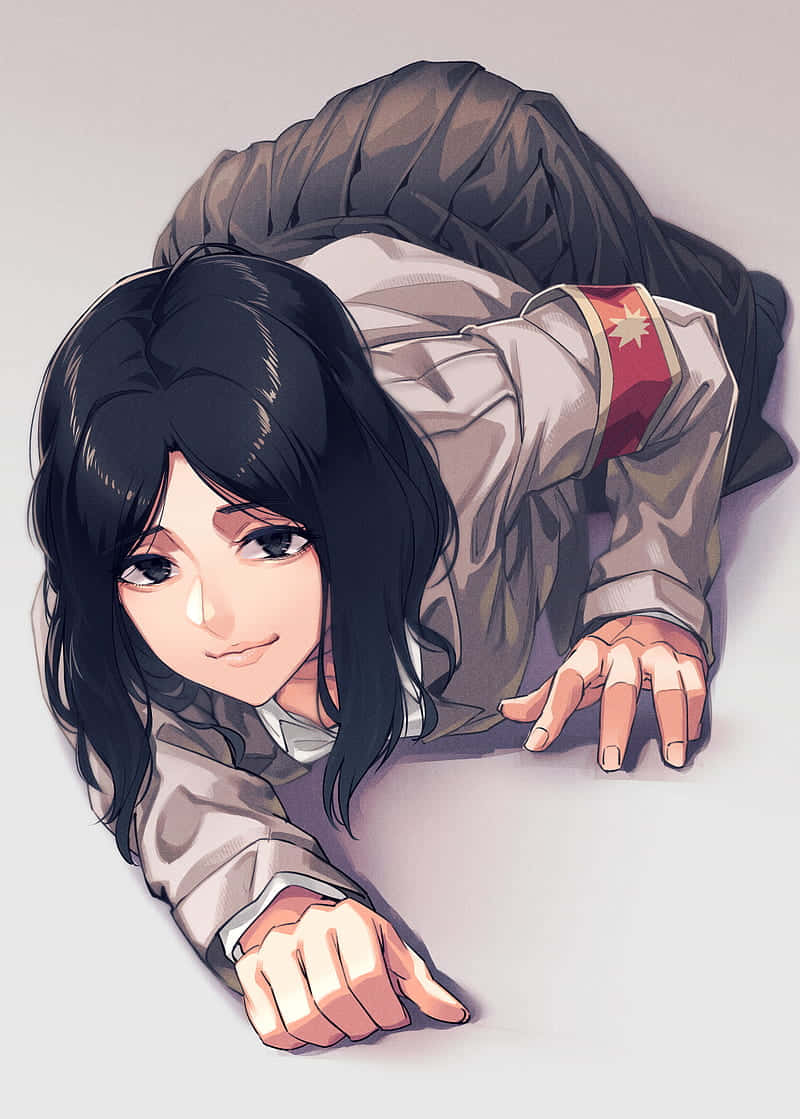 A Girl Is Laying On The Ground With Her Arms Out Background