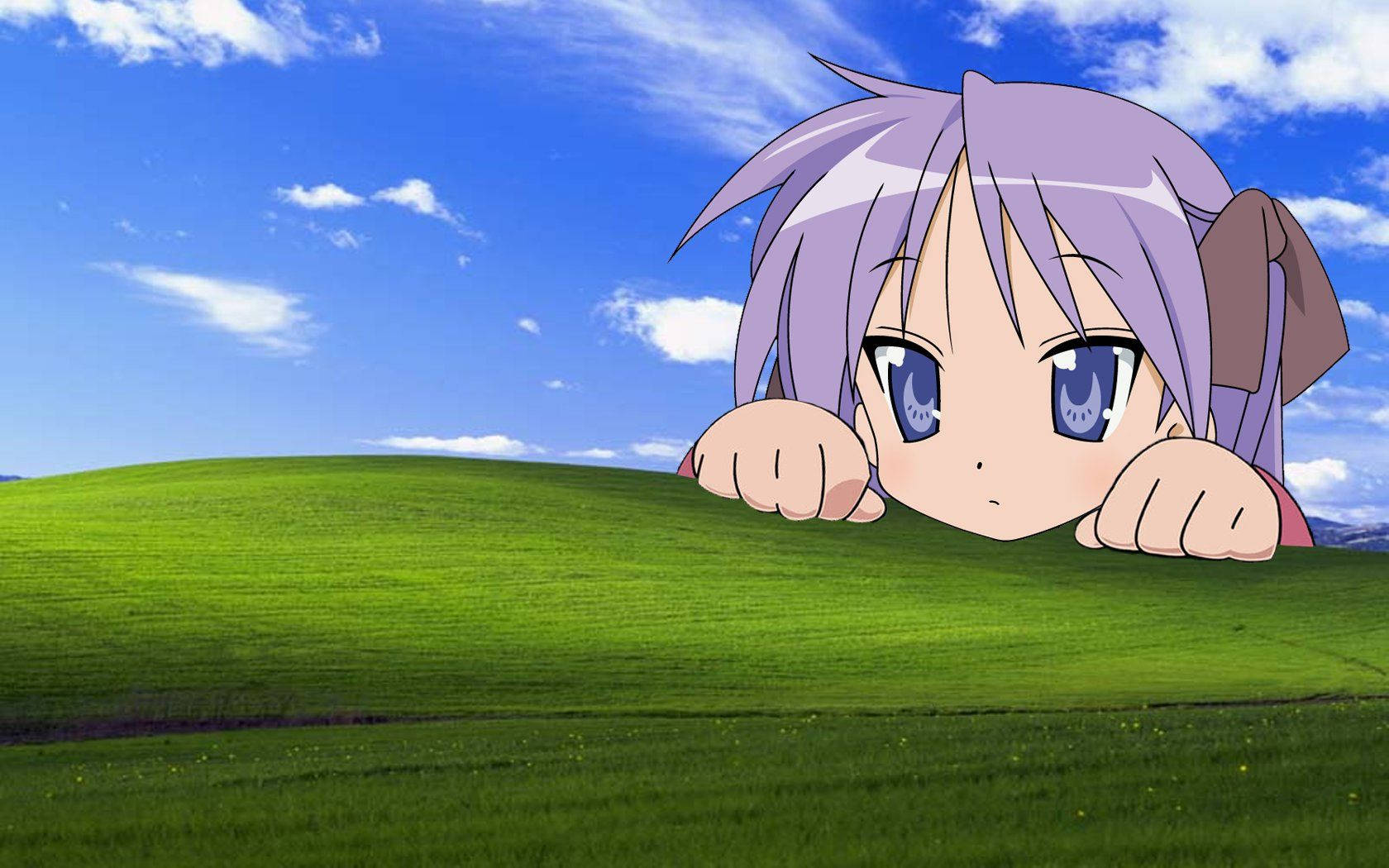 A Girl Is Peeking Out Of A Green Field Background