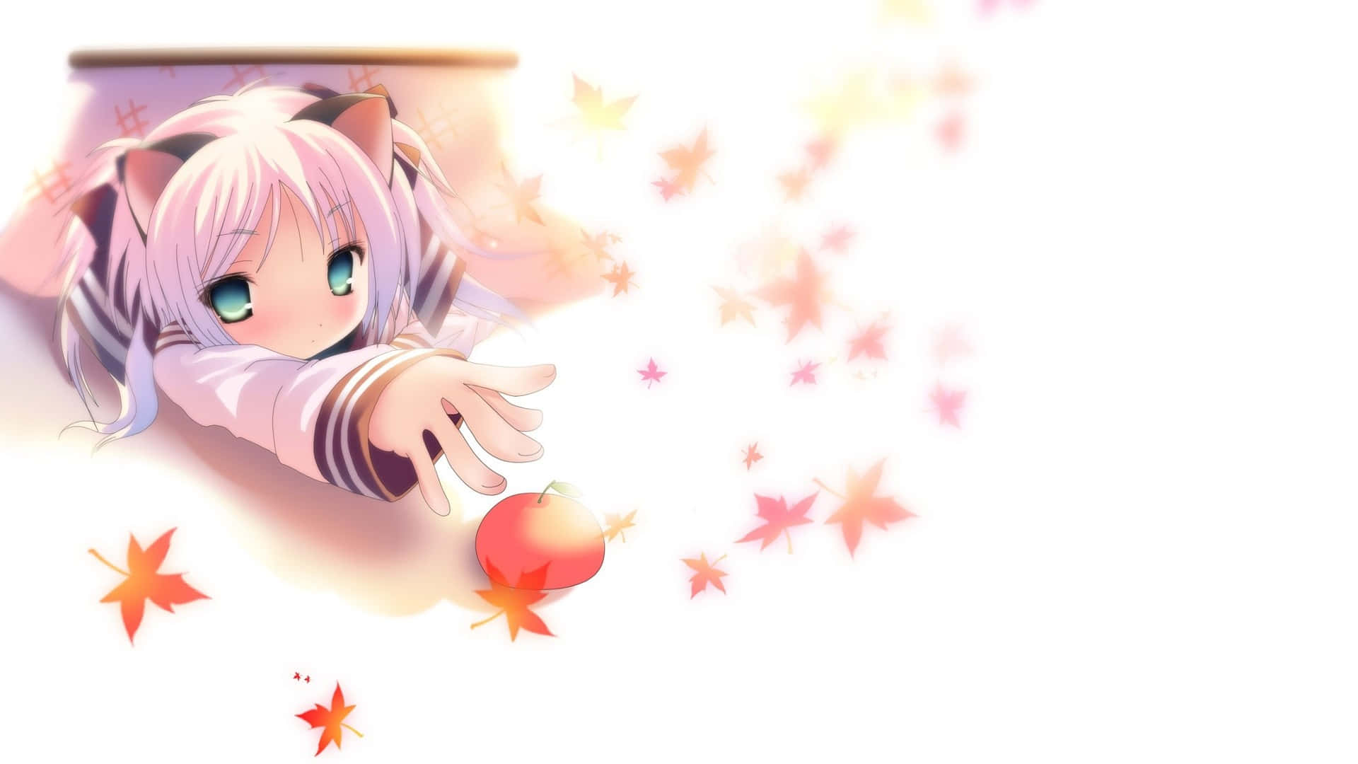 A Girl Is Reaching For An Apple In A Pot Background