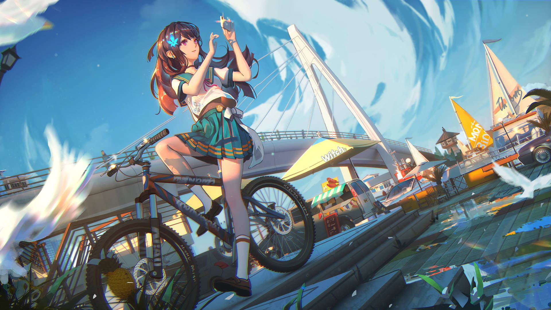 A Girl Is Riding A Bike