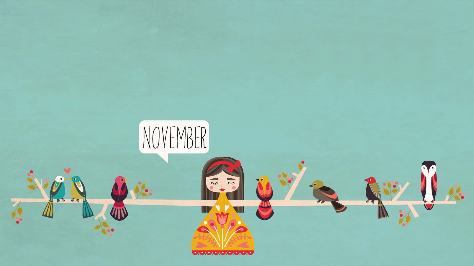 A Girl Is Sitting On A Branch With Birds Background