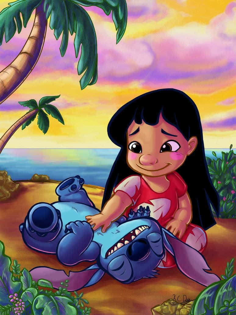 A Girl Is Sitting On The Beach With A Stuffed Animal Background