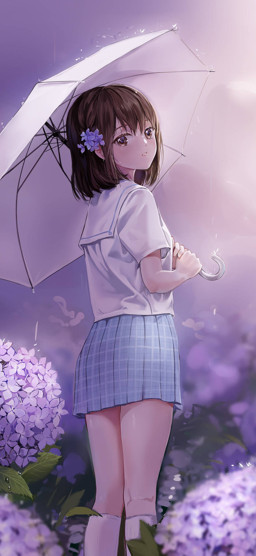 A Girl Is Standing In A Field Of Flowers Background