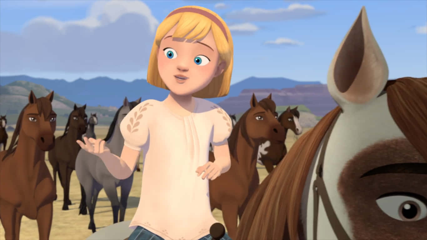 A Girl Is Standing Next To A Horse