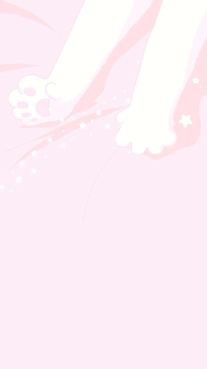 A Girl's Feet Are On A Pink Bed Background