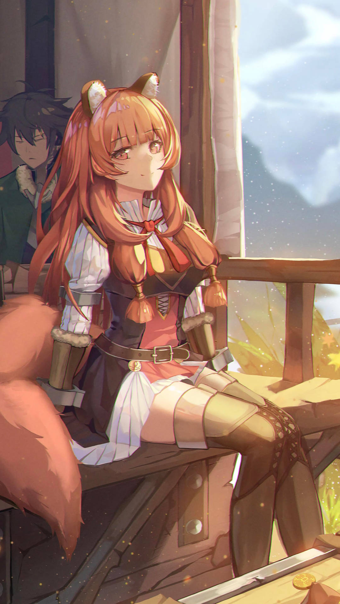A Girl Sitting On A Bench With A Fox