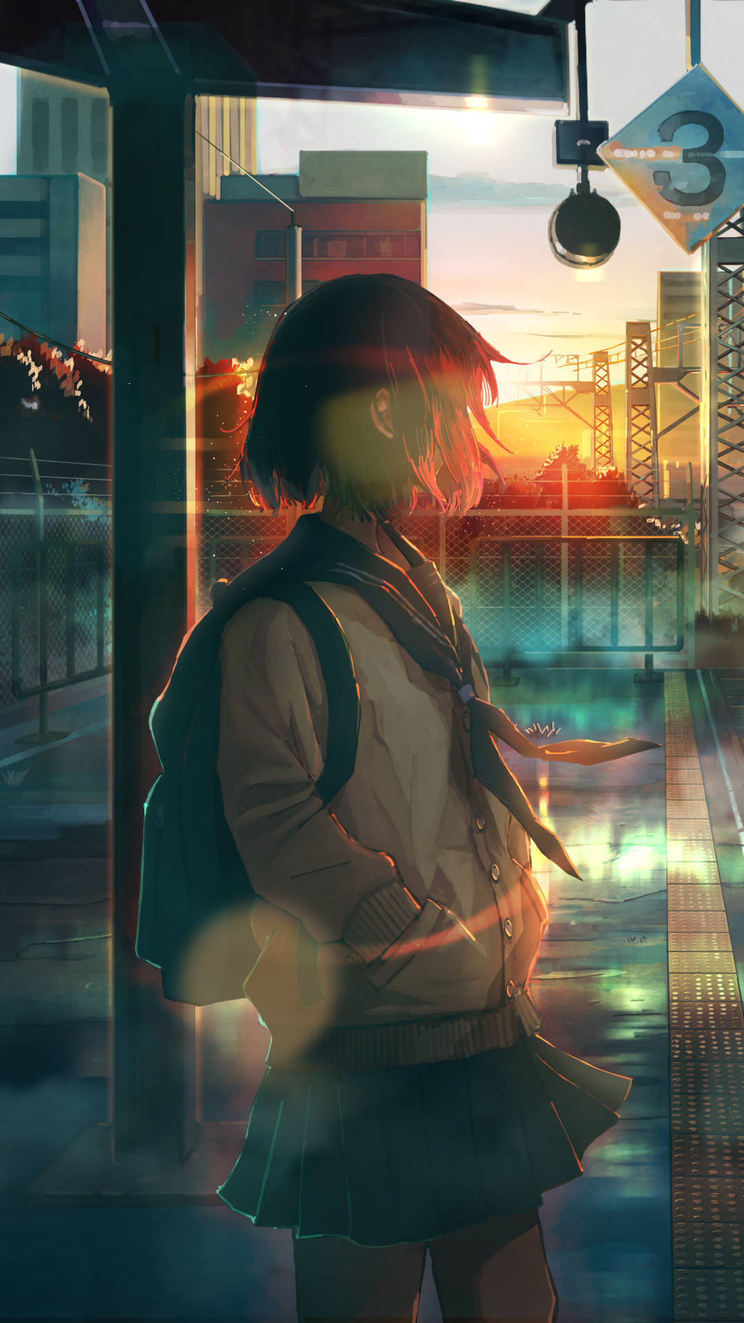 A Girl Standing On A Train Platform Background