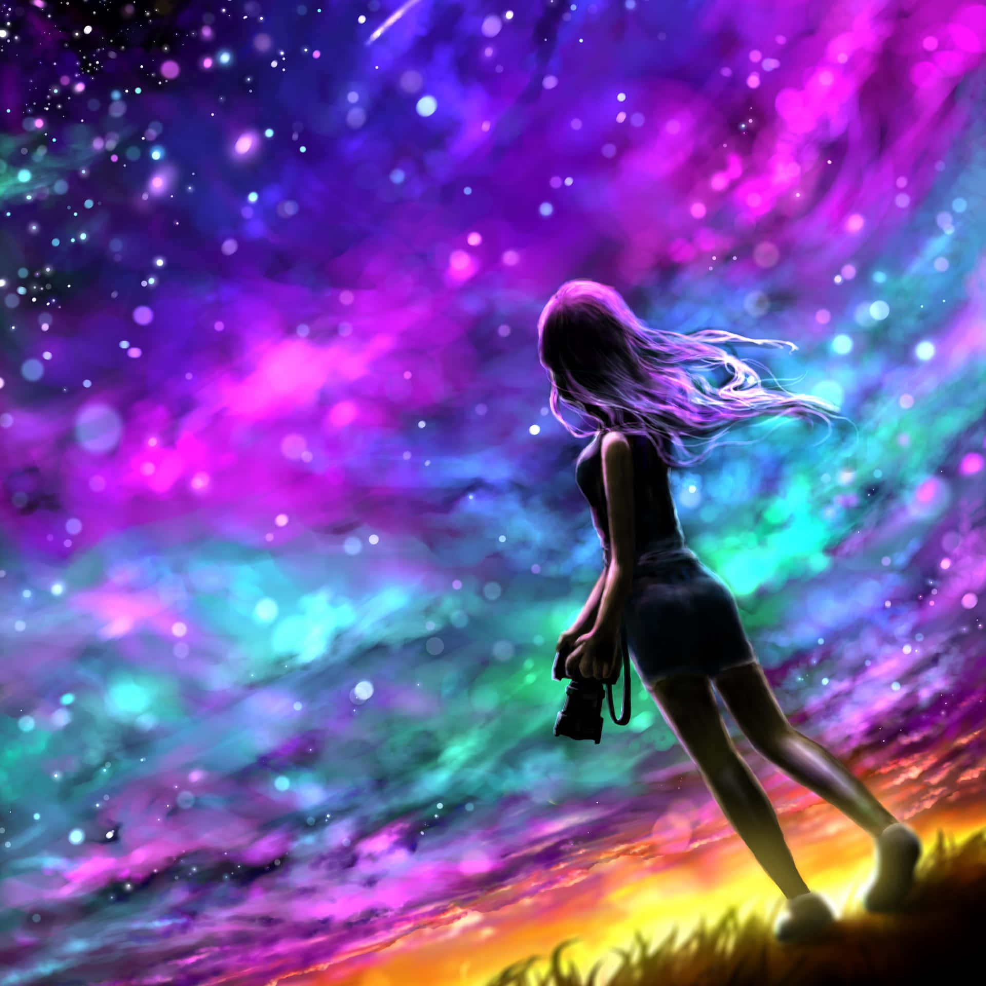 A Girl Using An Ipad With A Thoughtful Expression. Background