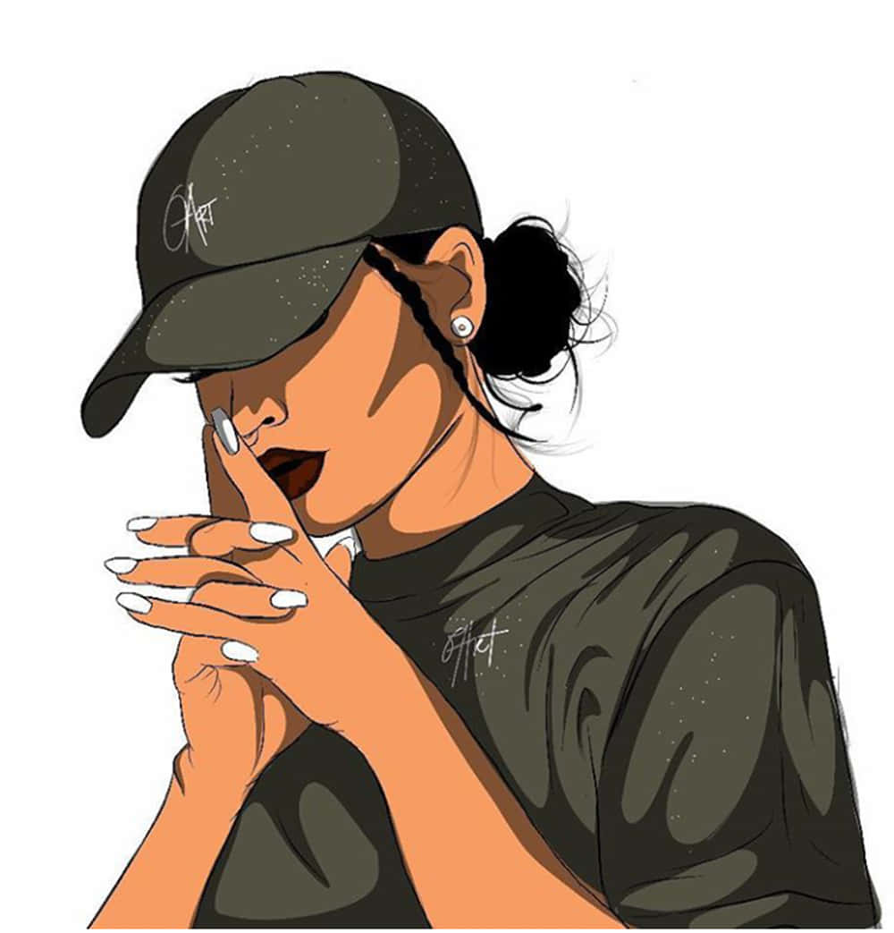 A Girl Wearing A Cap And A Hat Background