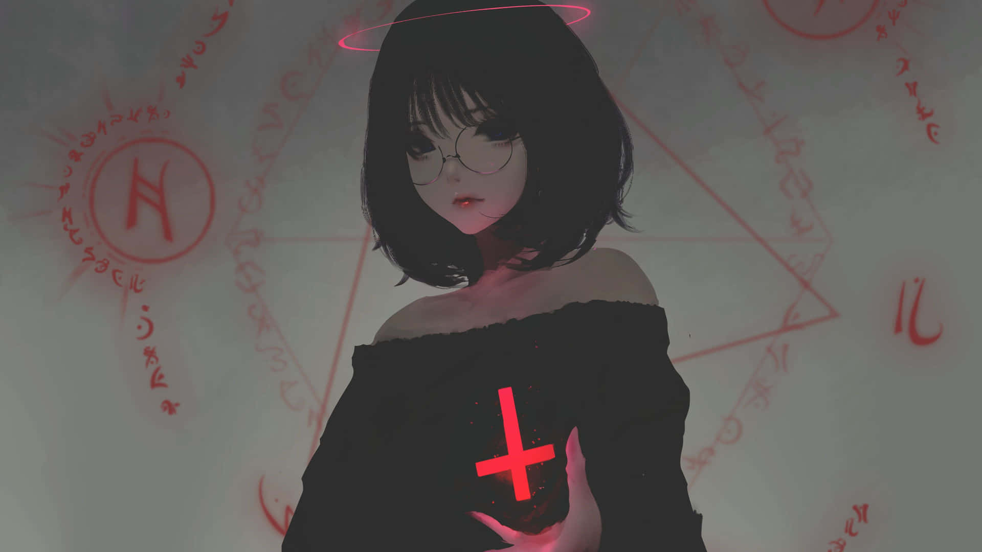 A Girl With A Cross In Her Hand Background