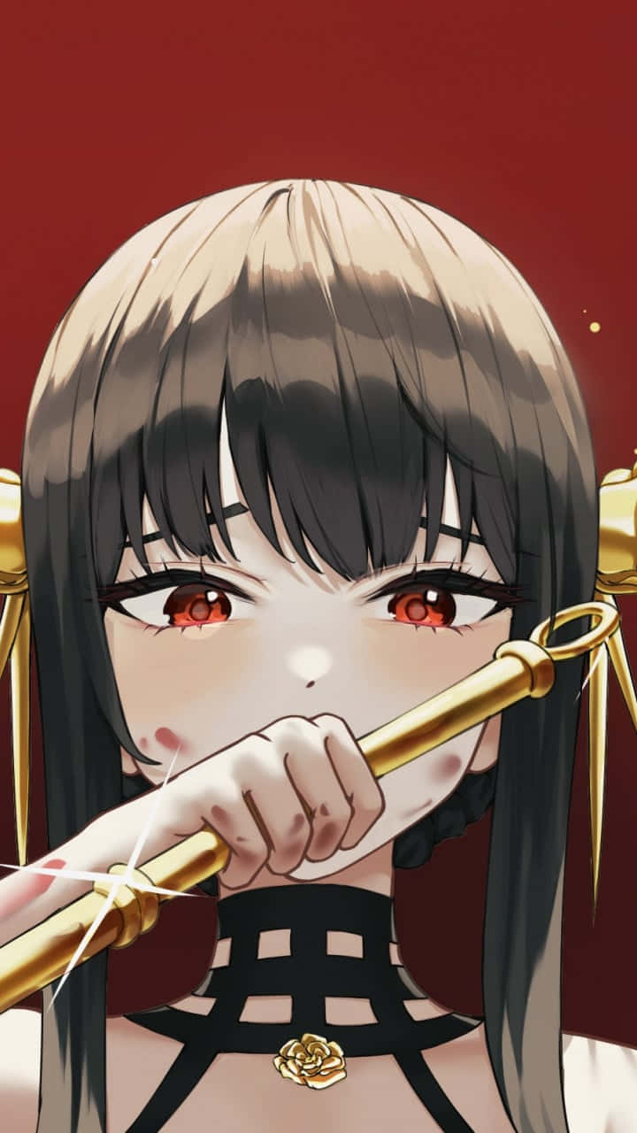 A Girl With A Golden Sword In Her Hand Background