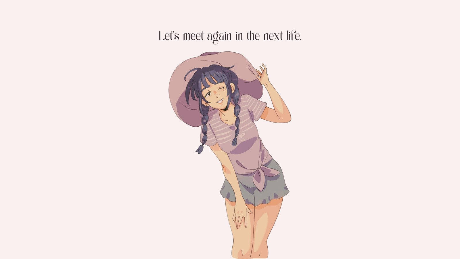 A Girl With A Hat And A Quote Background