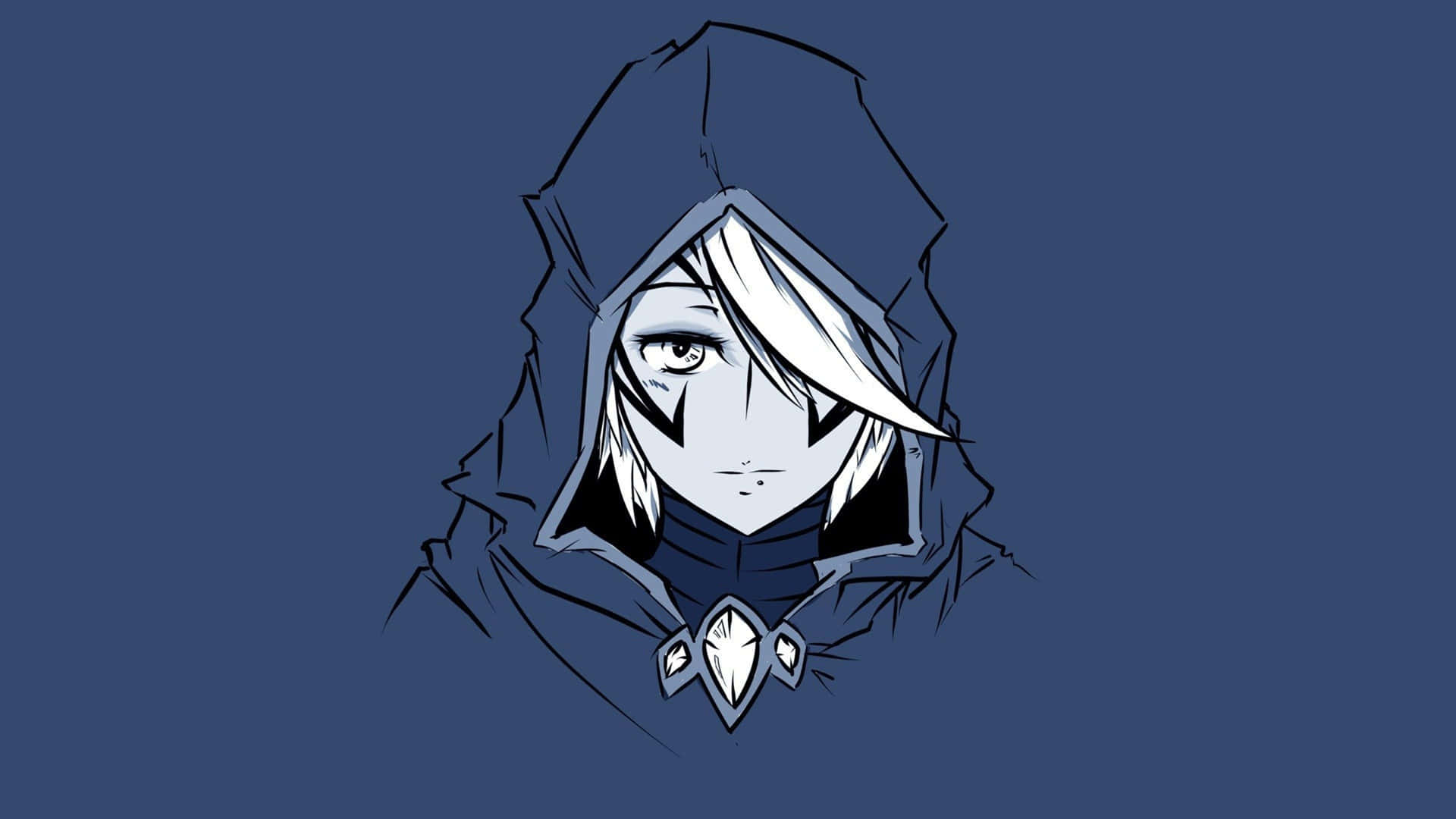 A Girl With A Hoodie And White Hair Background