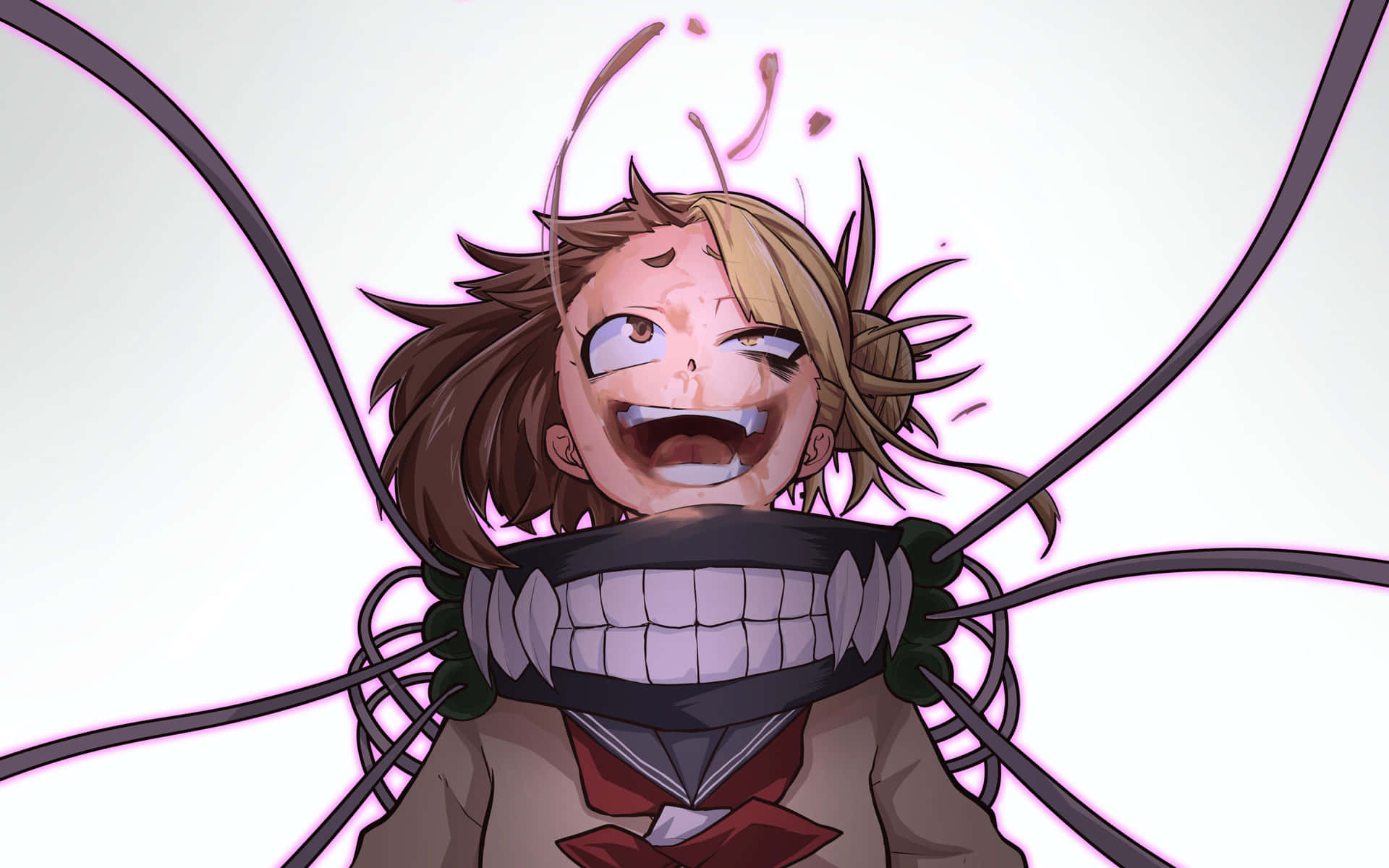 A Girl With A Mask On Her Face And A Wire Hanging From Her Neck Background