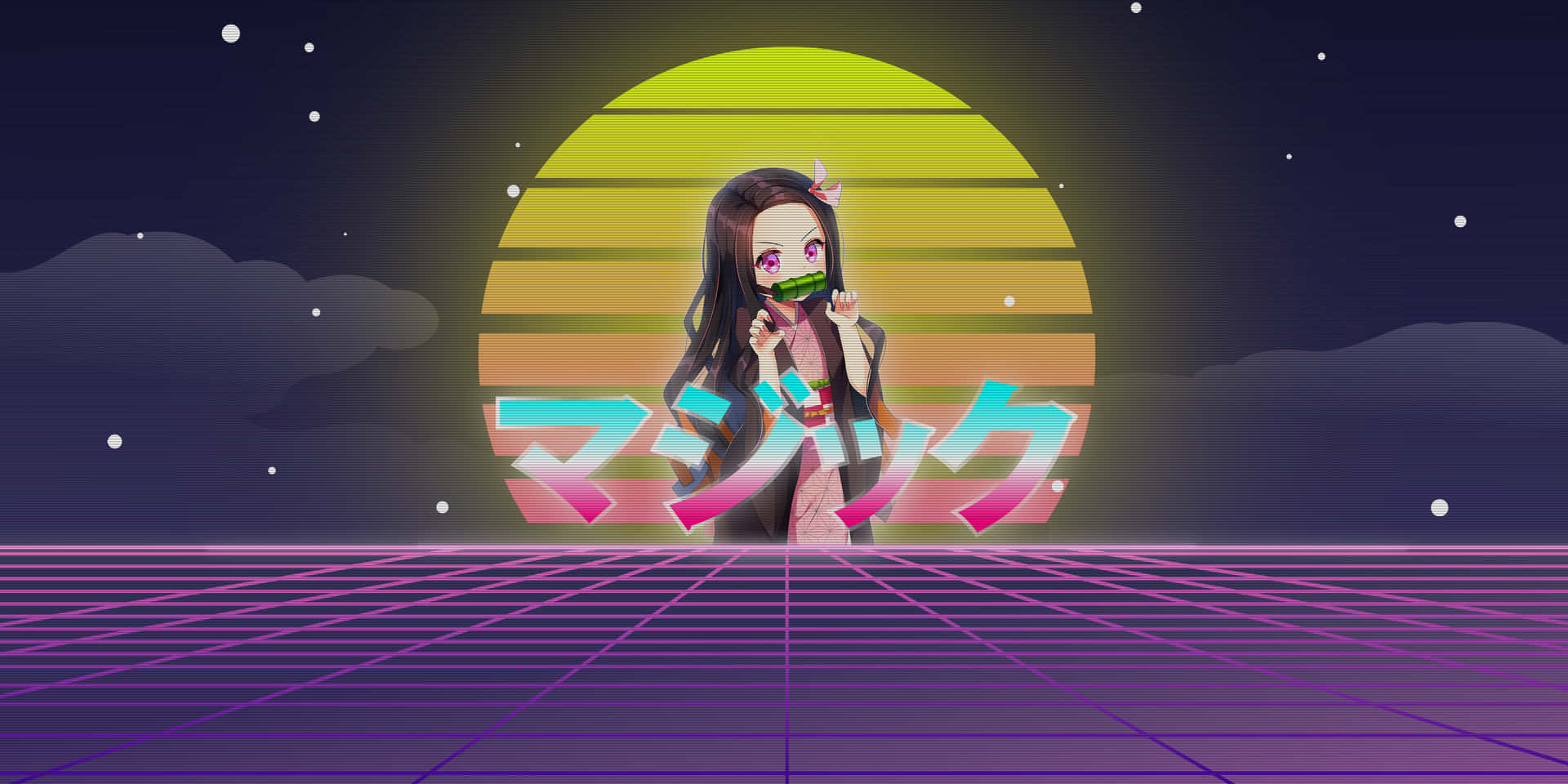 A Girl With A Neon Background And A Neon Light Background