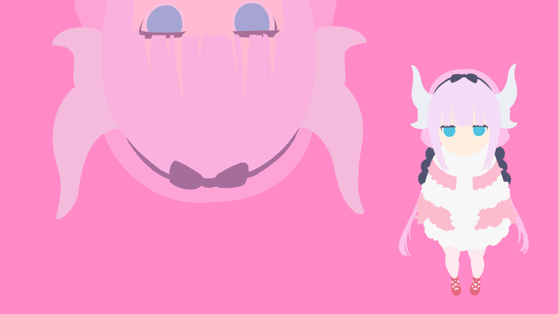 A Girl With A Pink Background And A Large Pink Monster Background
