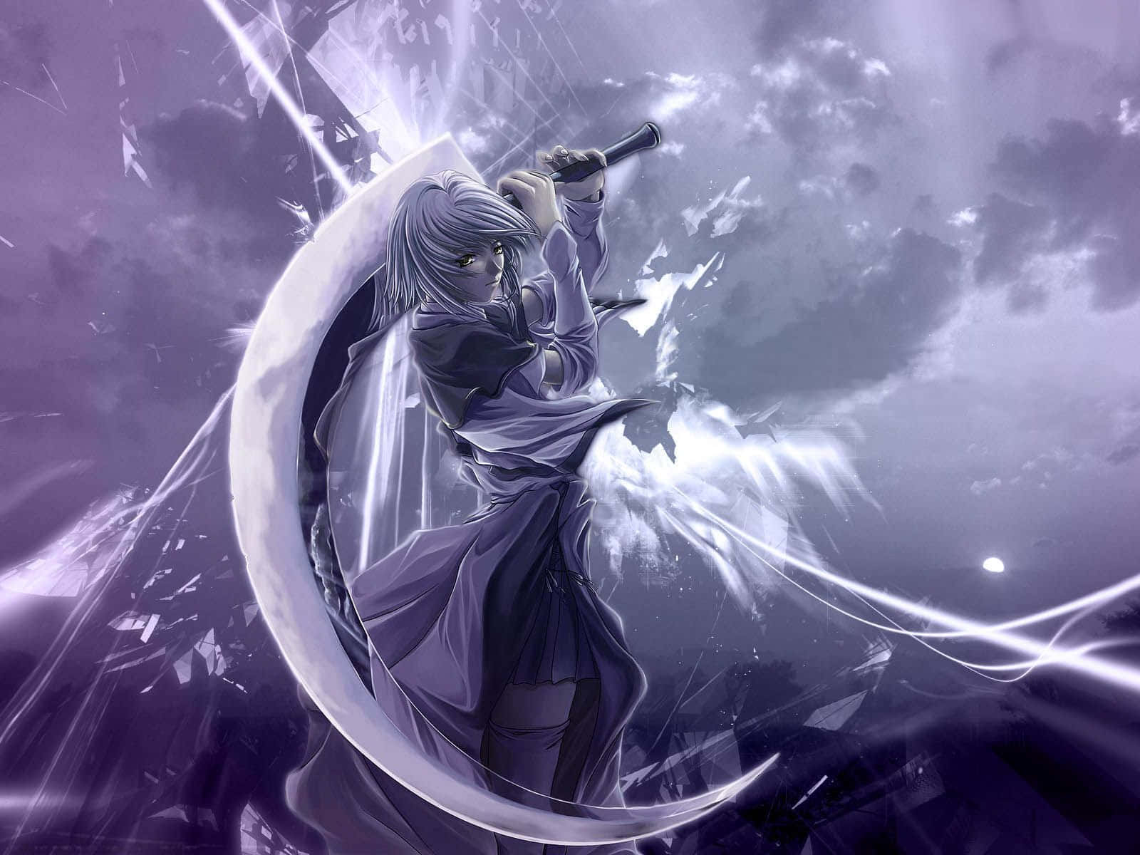 A Girl With A Sword In Her Hand Background