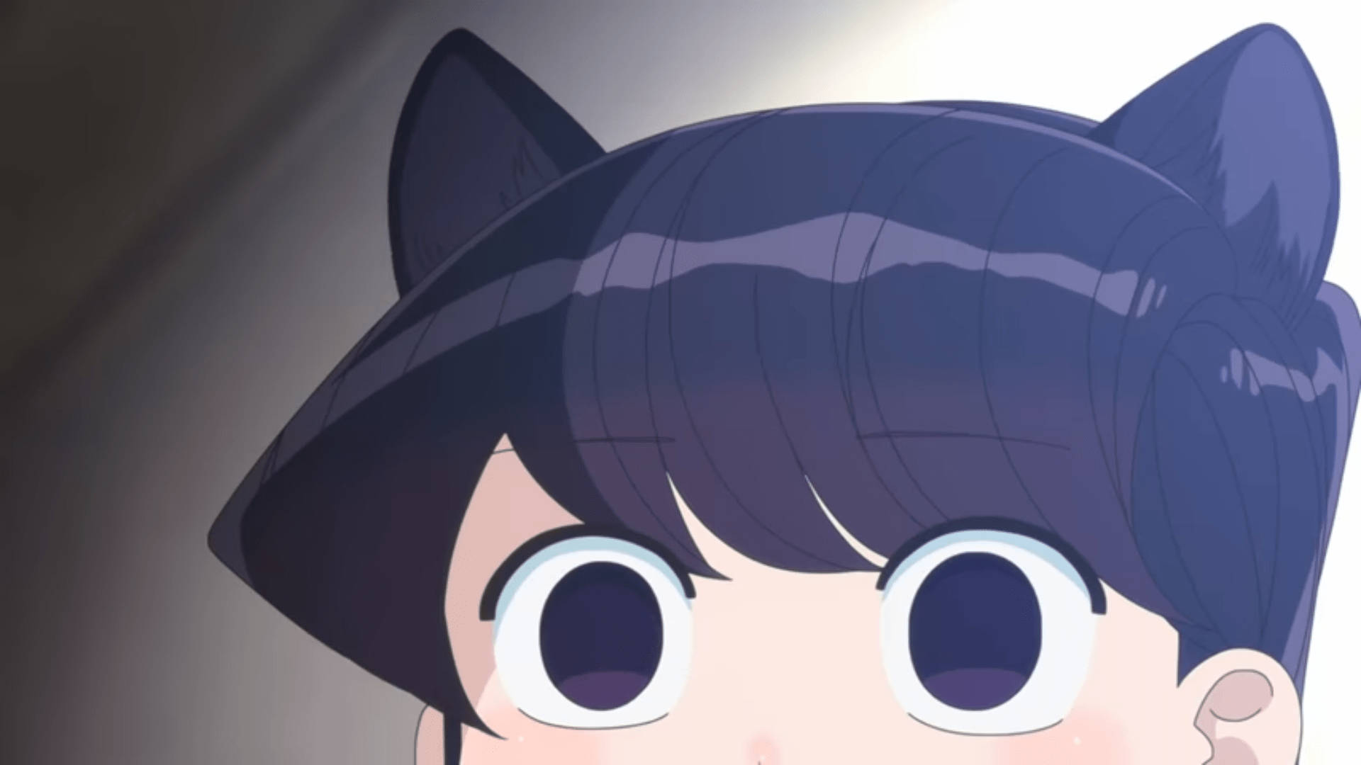 A Girl With Black Cat Ears Is Looking At The Camera Background