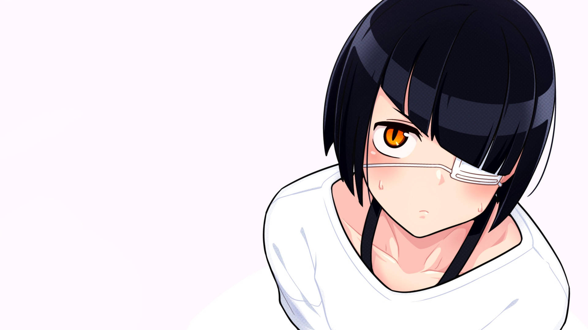 A Girl With Black Hair And Orange Eyes Background