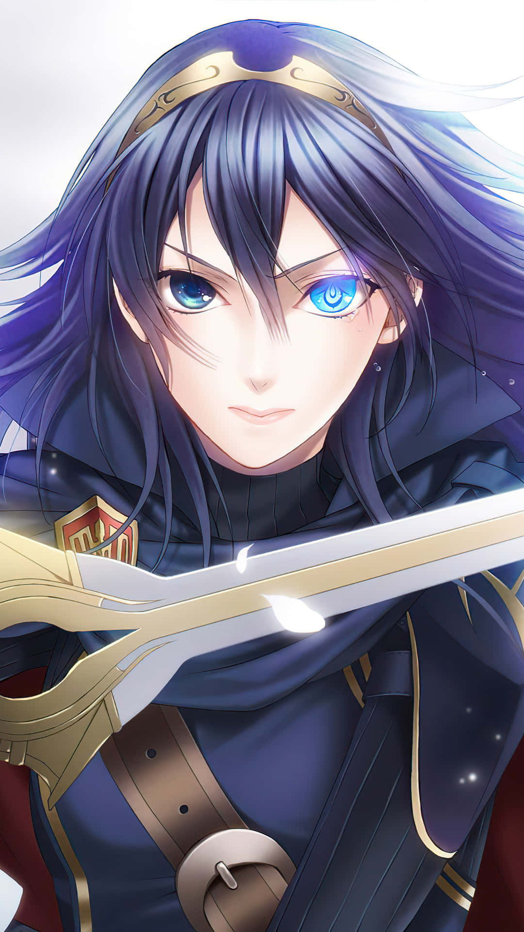 A Girl With Blue Eyes Holding A Sword