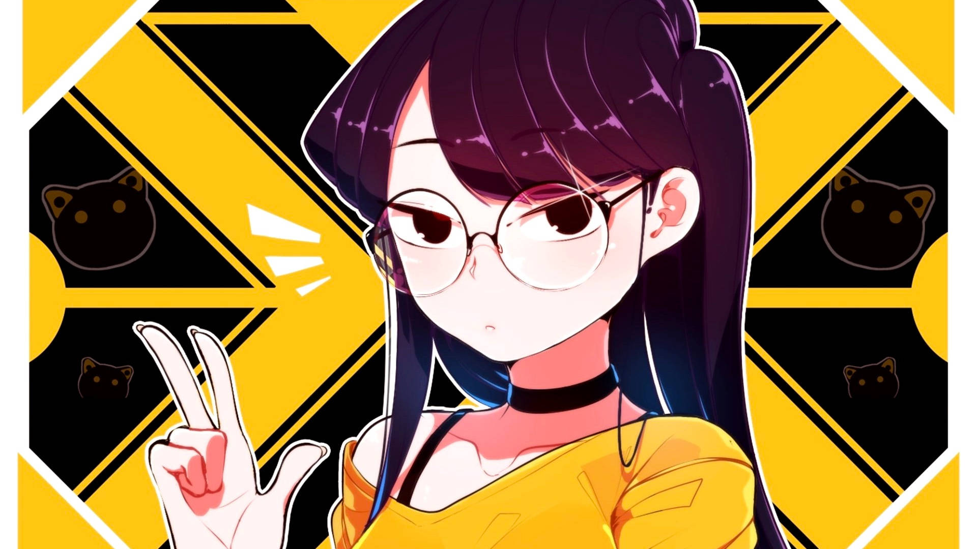 A Girl With Glasses And A Yellow Shirt Background