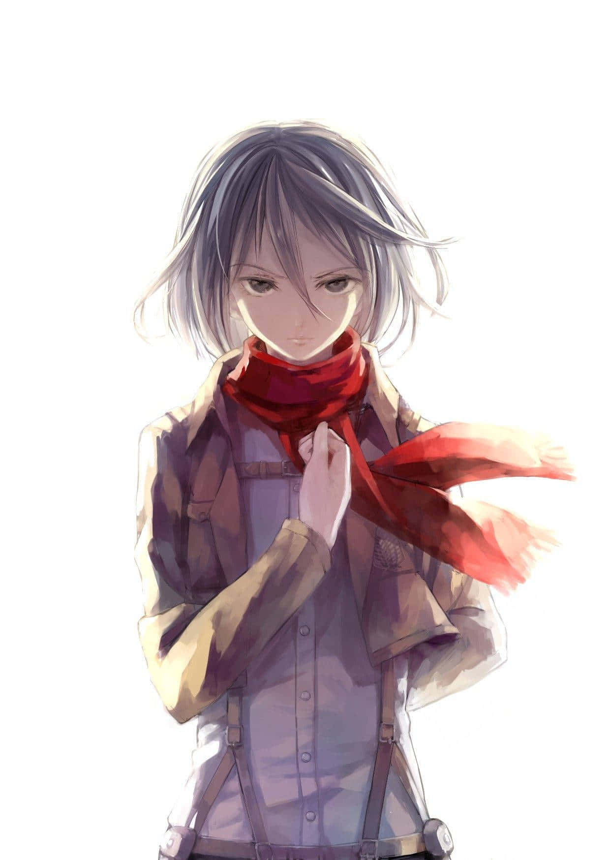 A Girl With Grey Hair And A Red Scarf