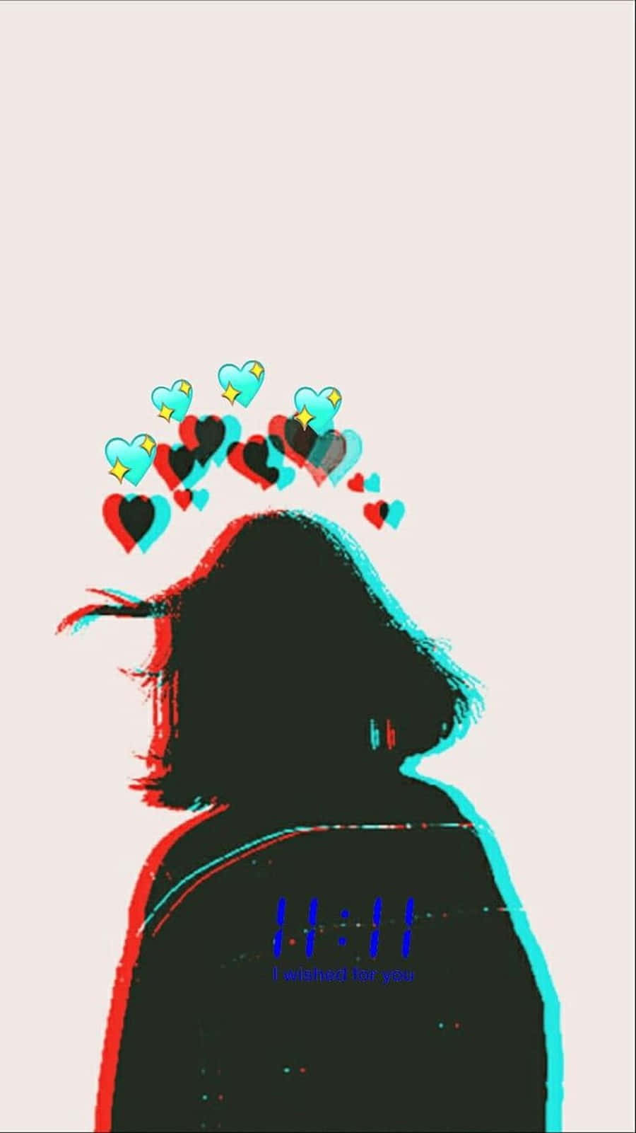 A Girl With Hearts On Her Head Background