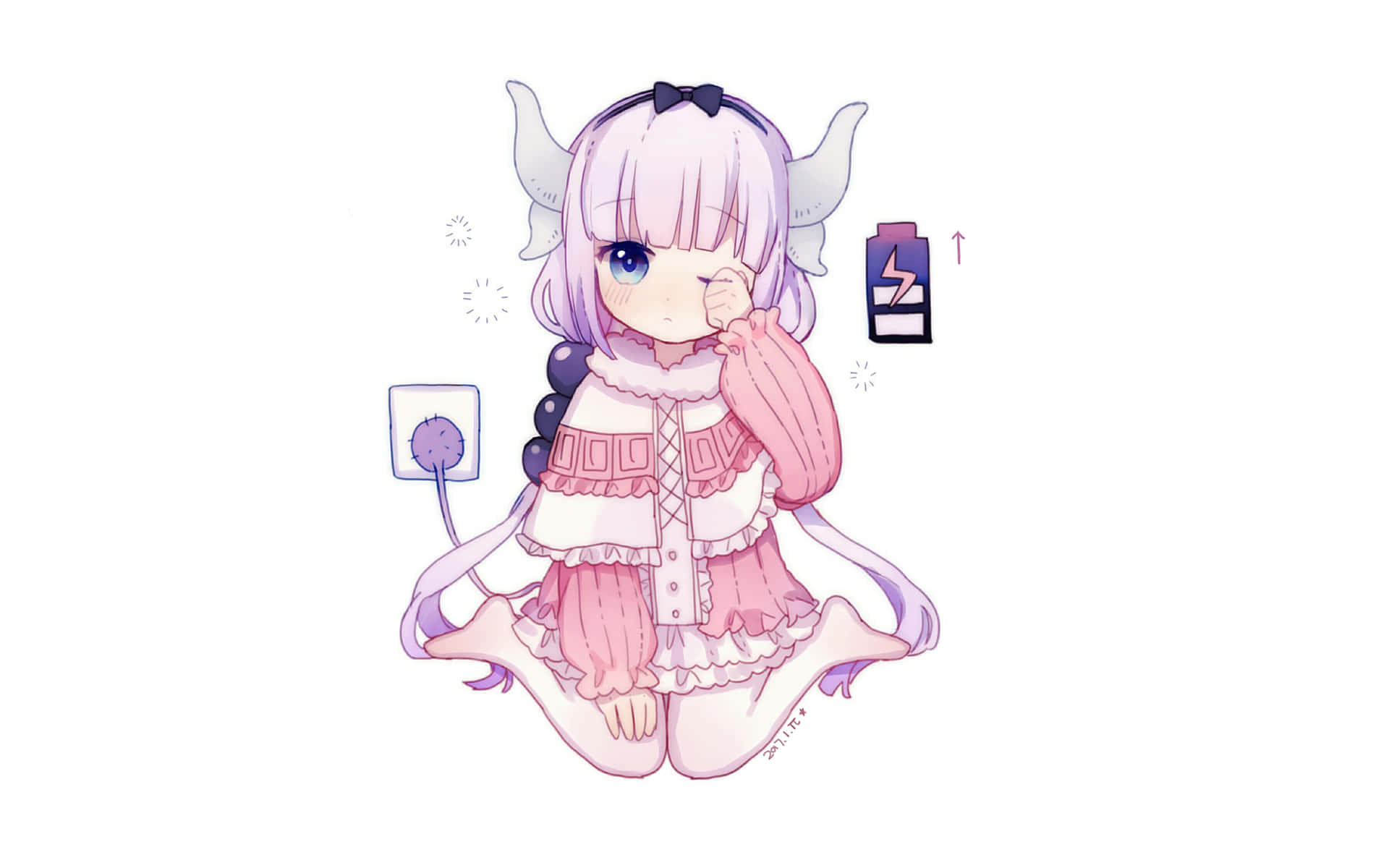 A Girl With Horns And A Cell Phone Background