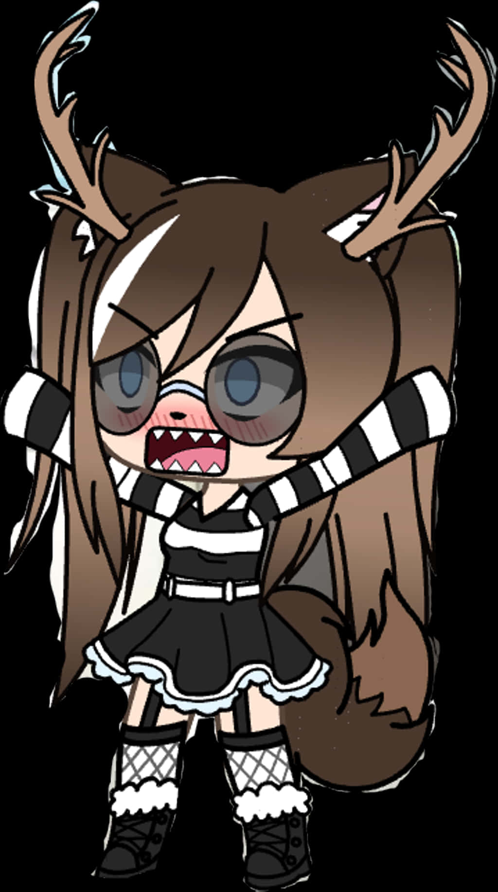 A Girl With Horns And A Dress Background