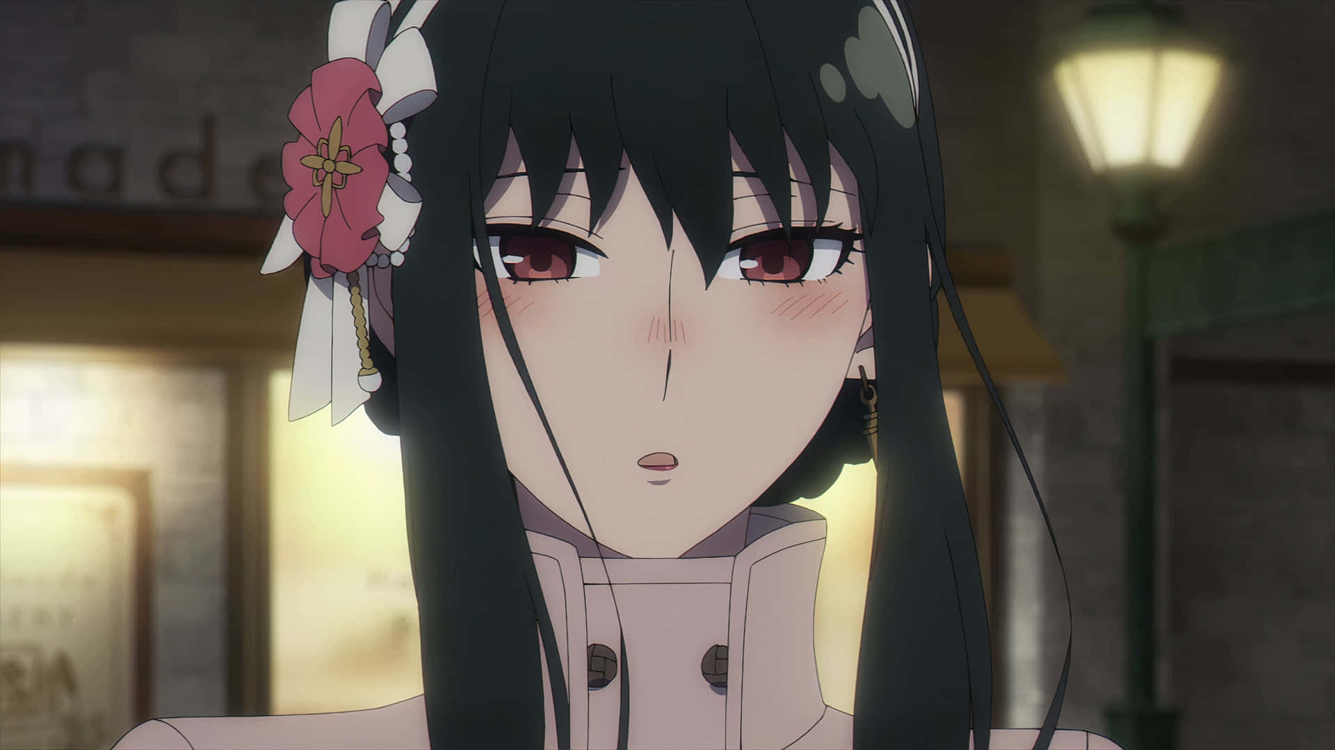 A Girl With Long Black Hair And A Flower On Her Head Background