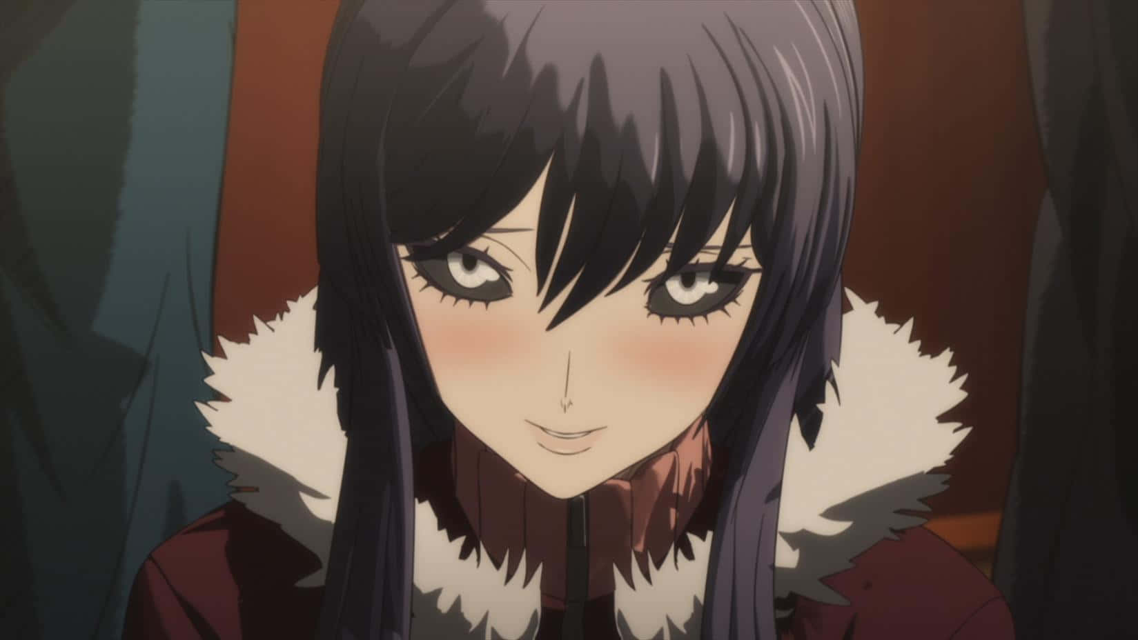 A Girl With Long Black Hair And Black Eyes Background