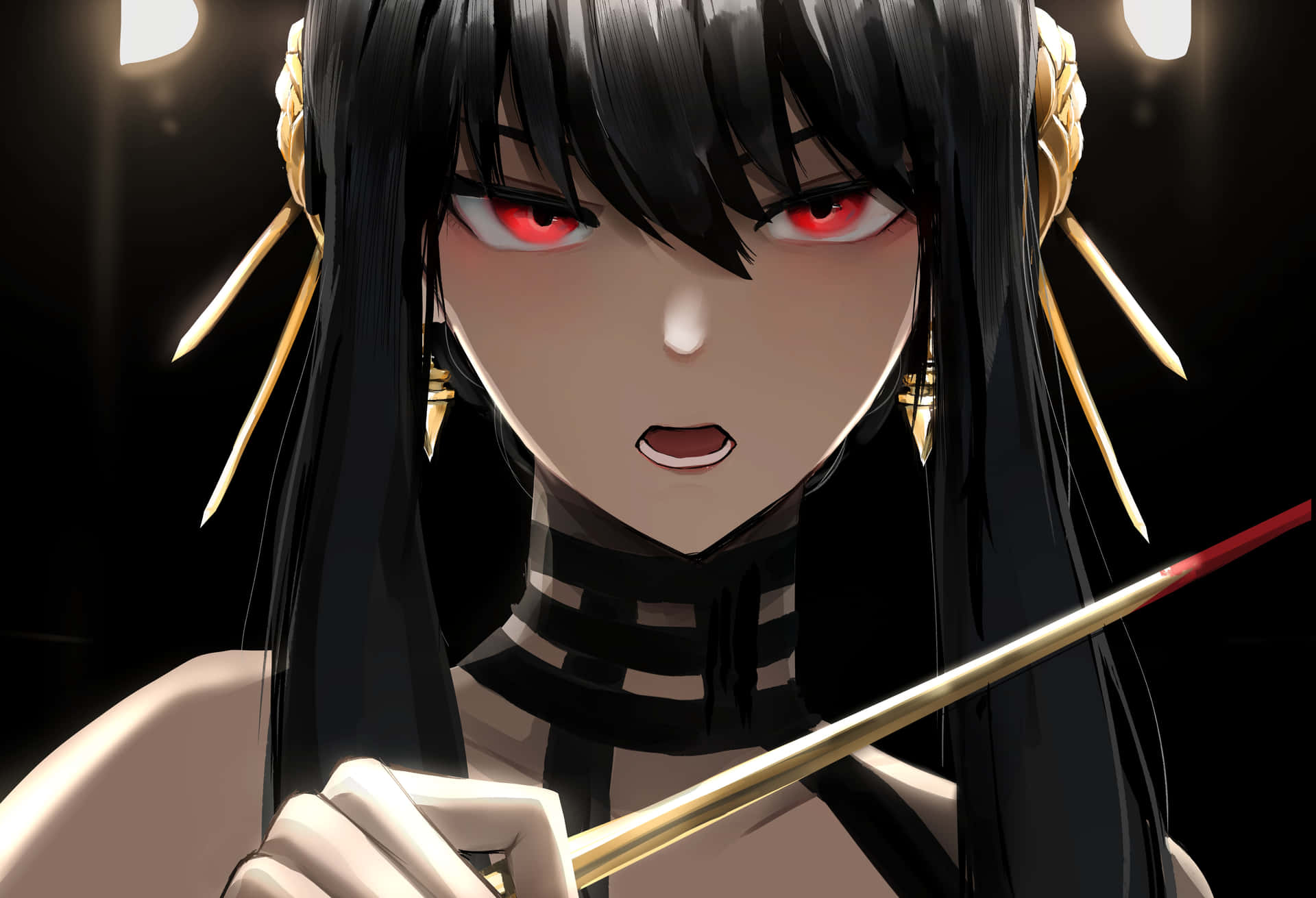 A Girl With Long Black Hair Holding A Baton Background