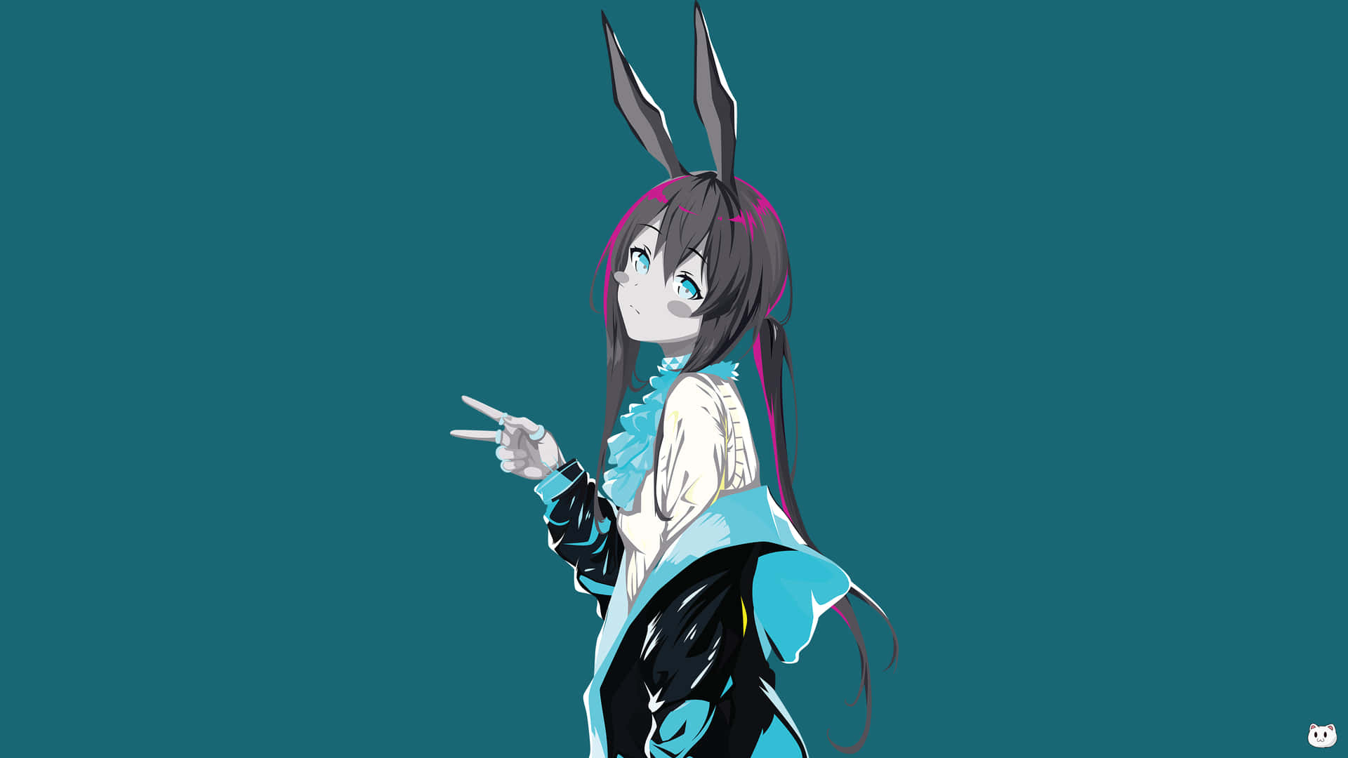 A Girl With Long Hair And Bunny Ears Background