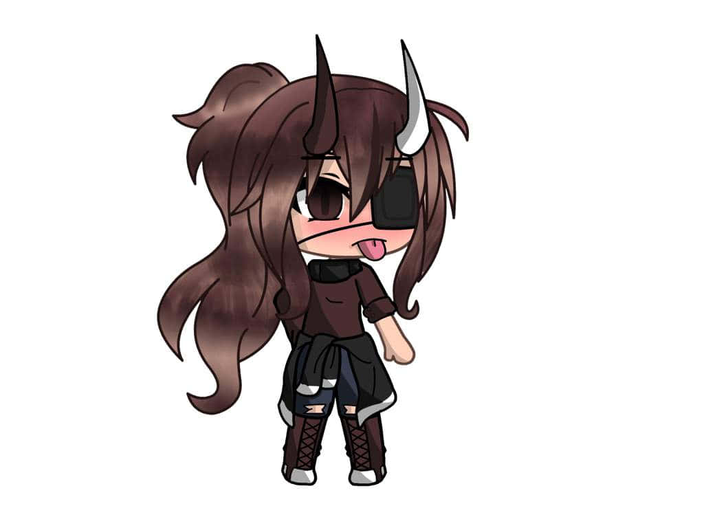 A Girl With Long Hair And Horns Background