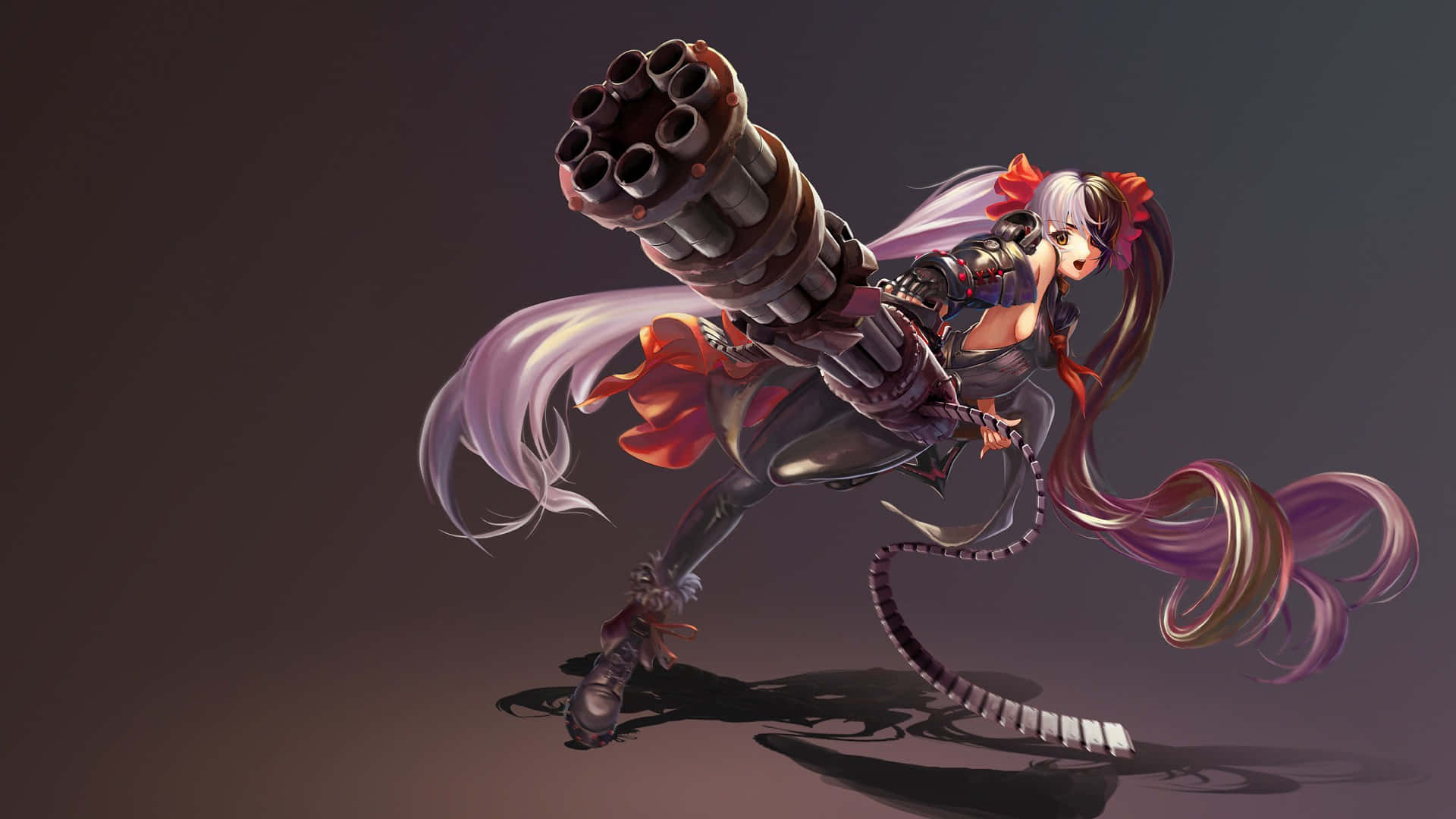 A Girl With Long Hair Holding A Gun