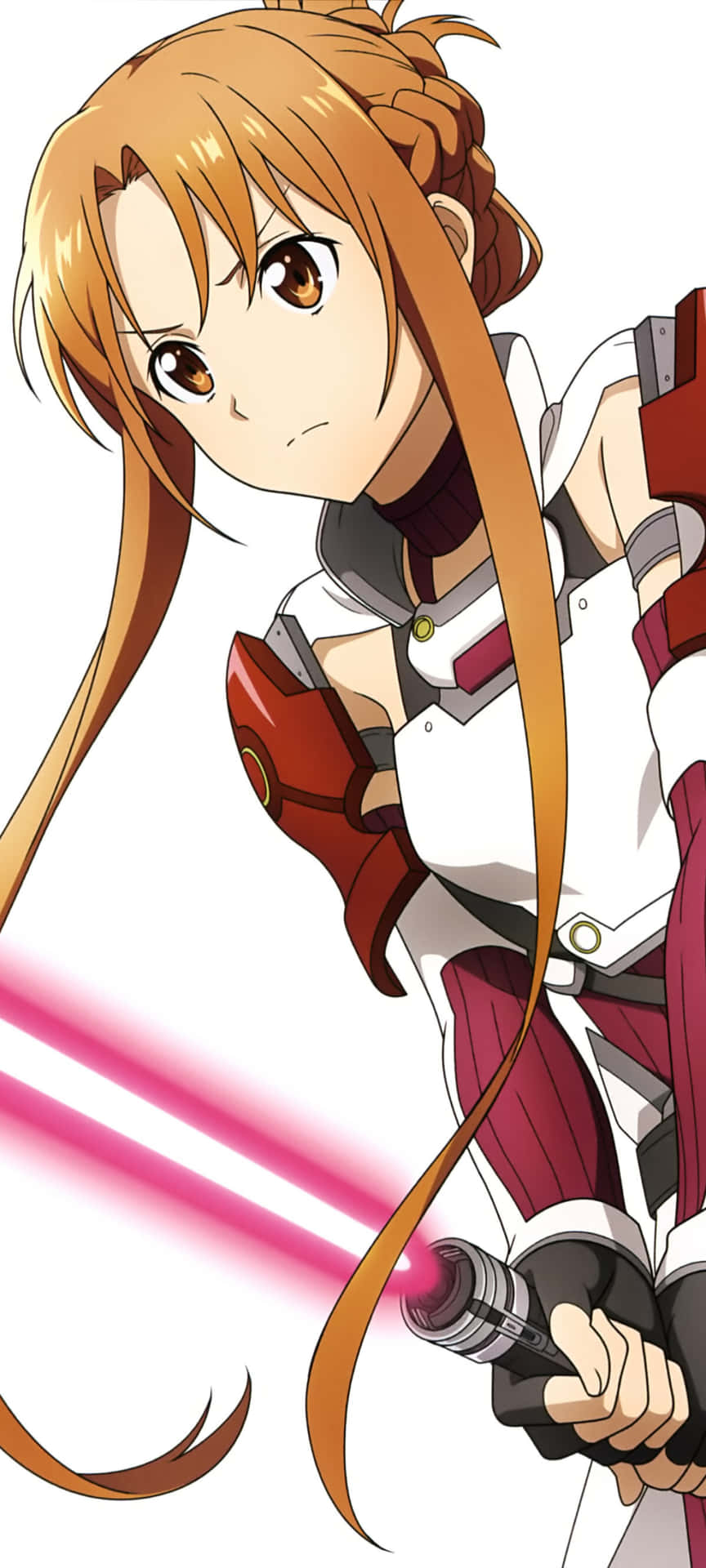 A Girl With Long Hair Holding A Pink Saber Background