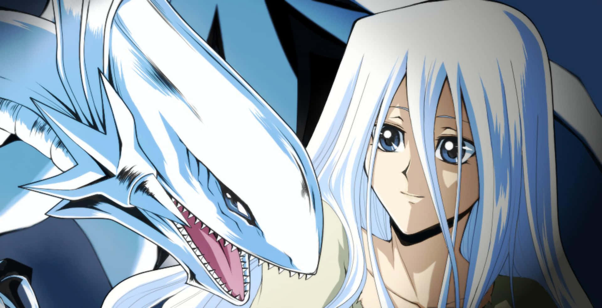 A Girl With Long White Hair And A White Dragon Background