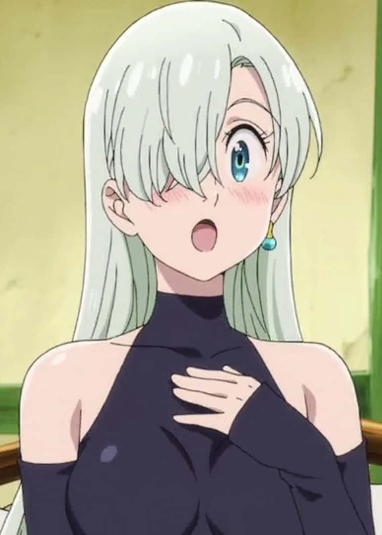 A Girl With Long White Hair Is Sitting On A Couch