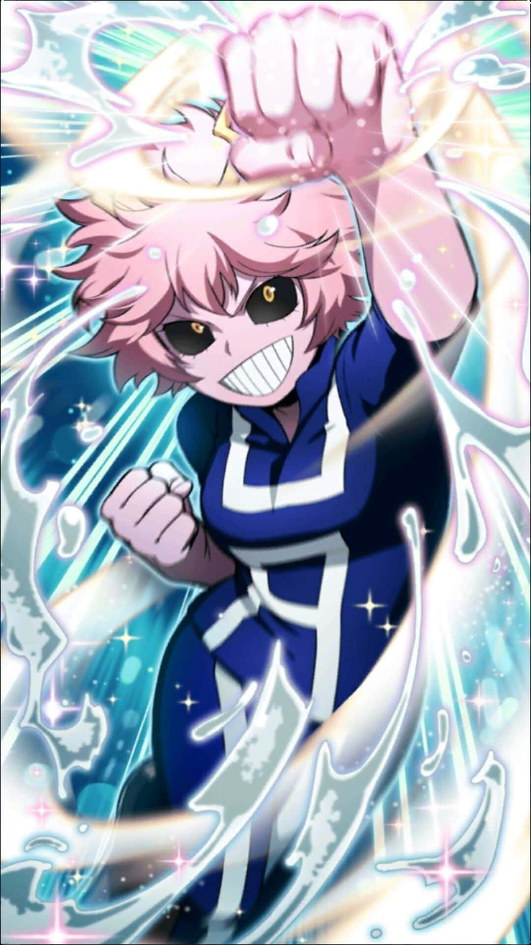 A Girl With Pink Hair And A Blue Background Background