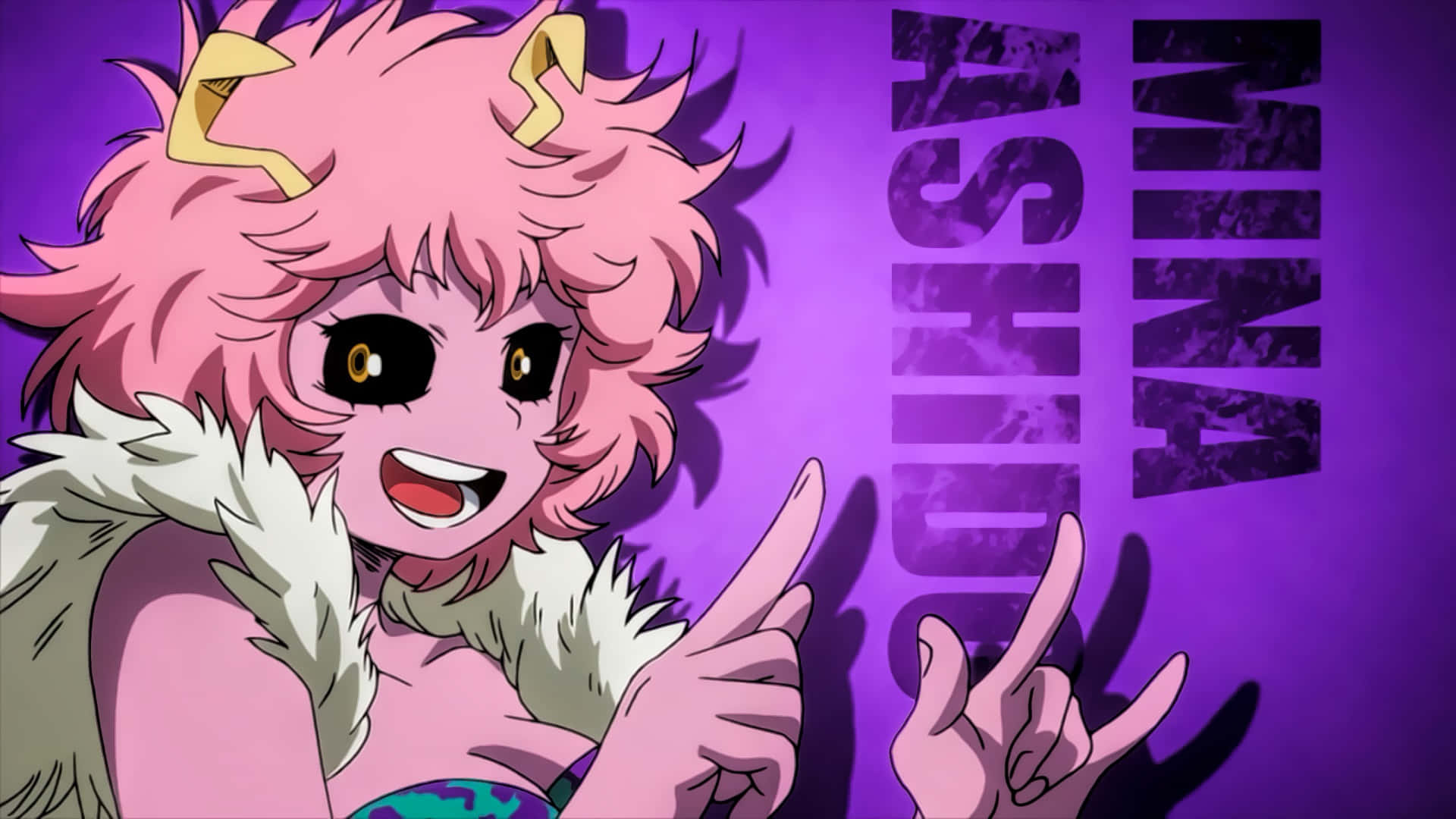 A Girl With Pink Hair And A Purple Background Background