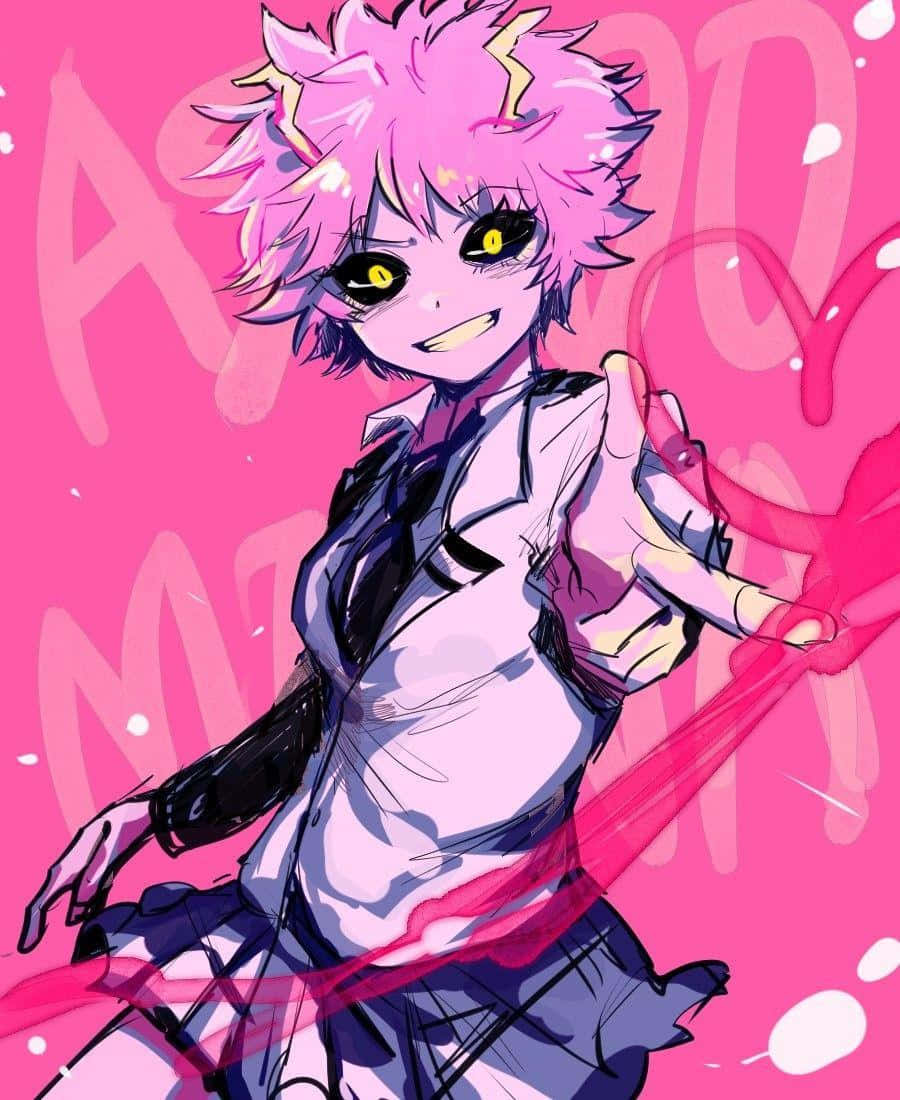 A Girl With Pink Hair And Pink Eyes Background